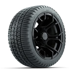 GTW Spyder Matte Black 12 in Wheels with 18in Fusion Street Tires – Set of 4