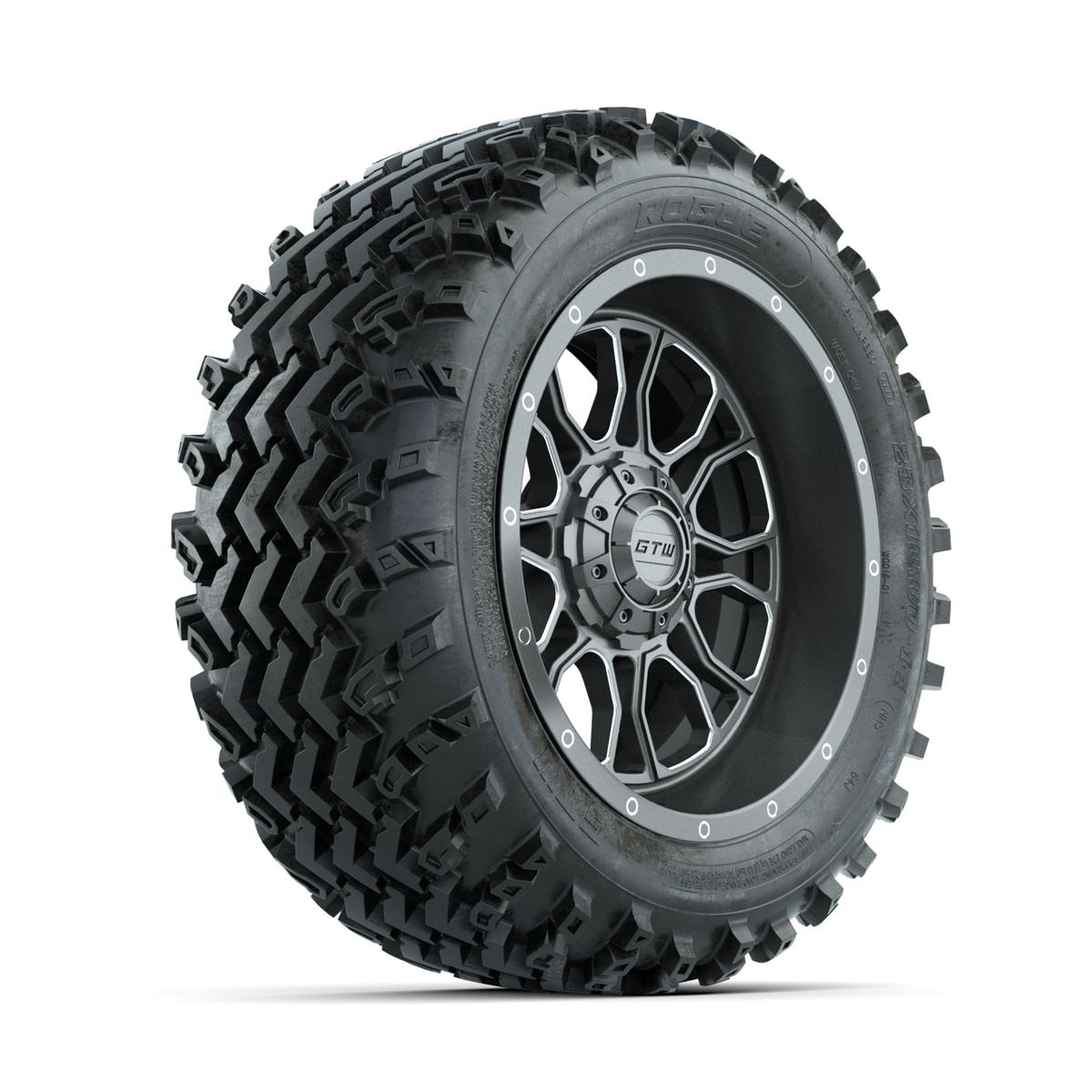 GTW Volt Gunmetal/Machined 14 in Wheels with 23x10.00-14 Rogue All Terrain Tires – Full Set