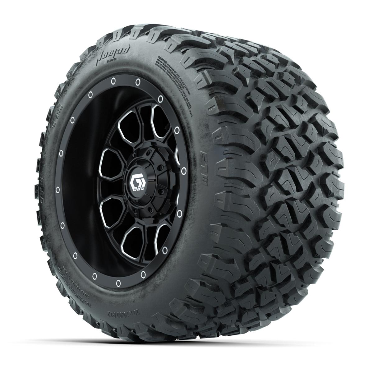 GTW&reg; Volt Black/Machined 12 in Wheels with 20X10-12 Nomad Steel Belt Radial All-Terrain Tires – Full Set