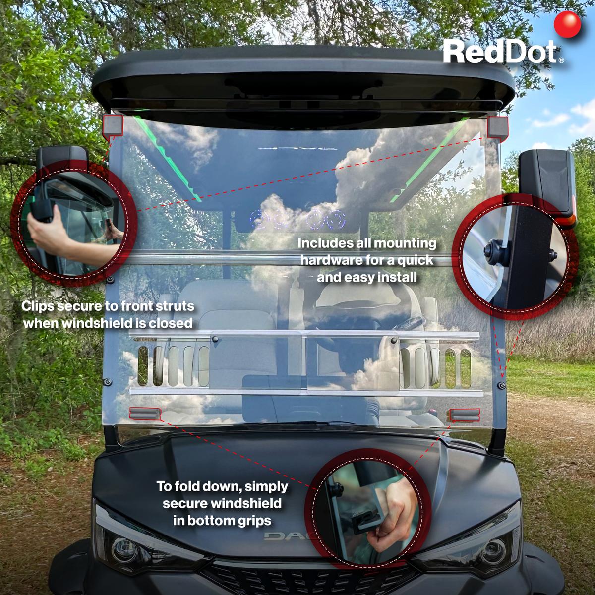 RedDot DACH Apollo Clear Vented Folding Windshield (Years 2025-Up)