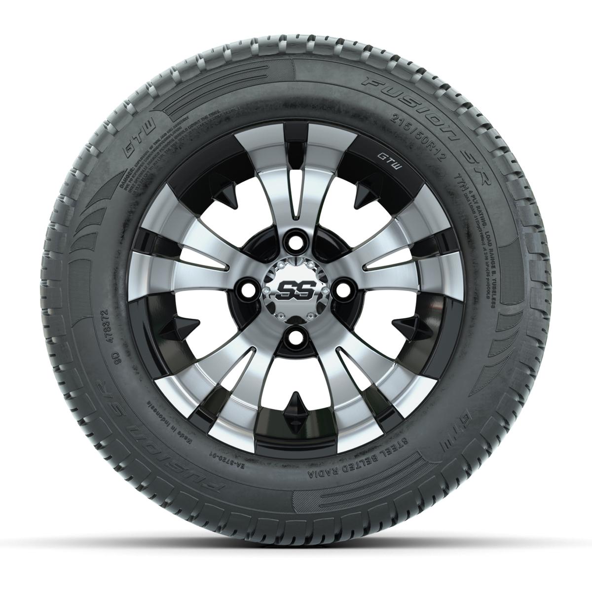 Set of (4) 12 in GTW Vampire Wheels with 215/50-R12 Fusion S/R Street Tires