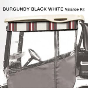 Red Dot Chameleon Valance With Burgundy/Black/White Sunbrella Fabric For Yamaha Drive2 (Years 2017-Up)