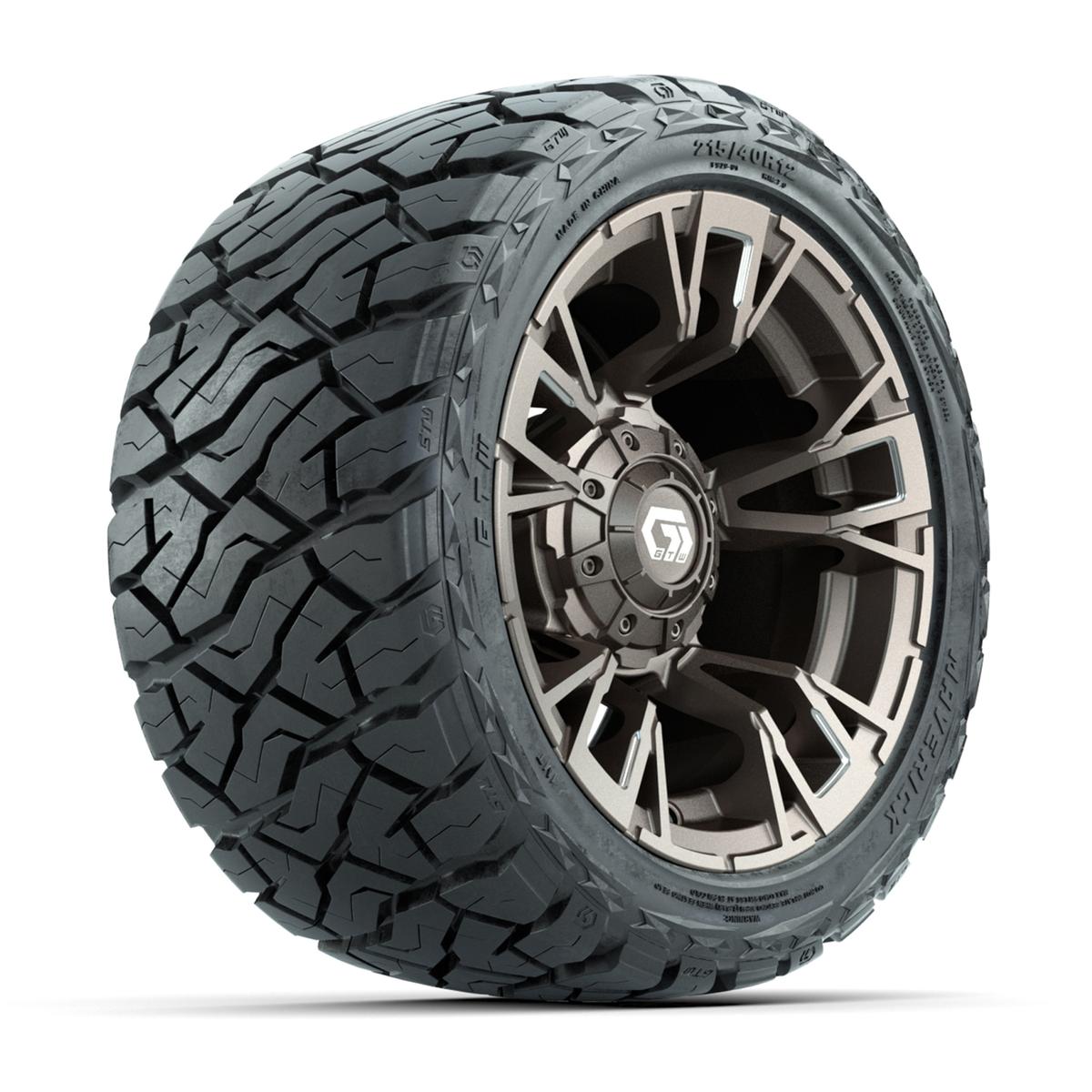 GTW Vandal Satin Bronze/Machined 12 in Wheels with 215/40-R12 Maverick Low-Profile All-Terrain Tires – Full Set