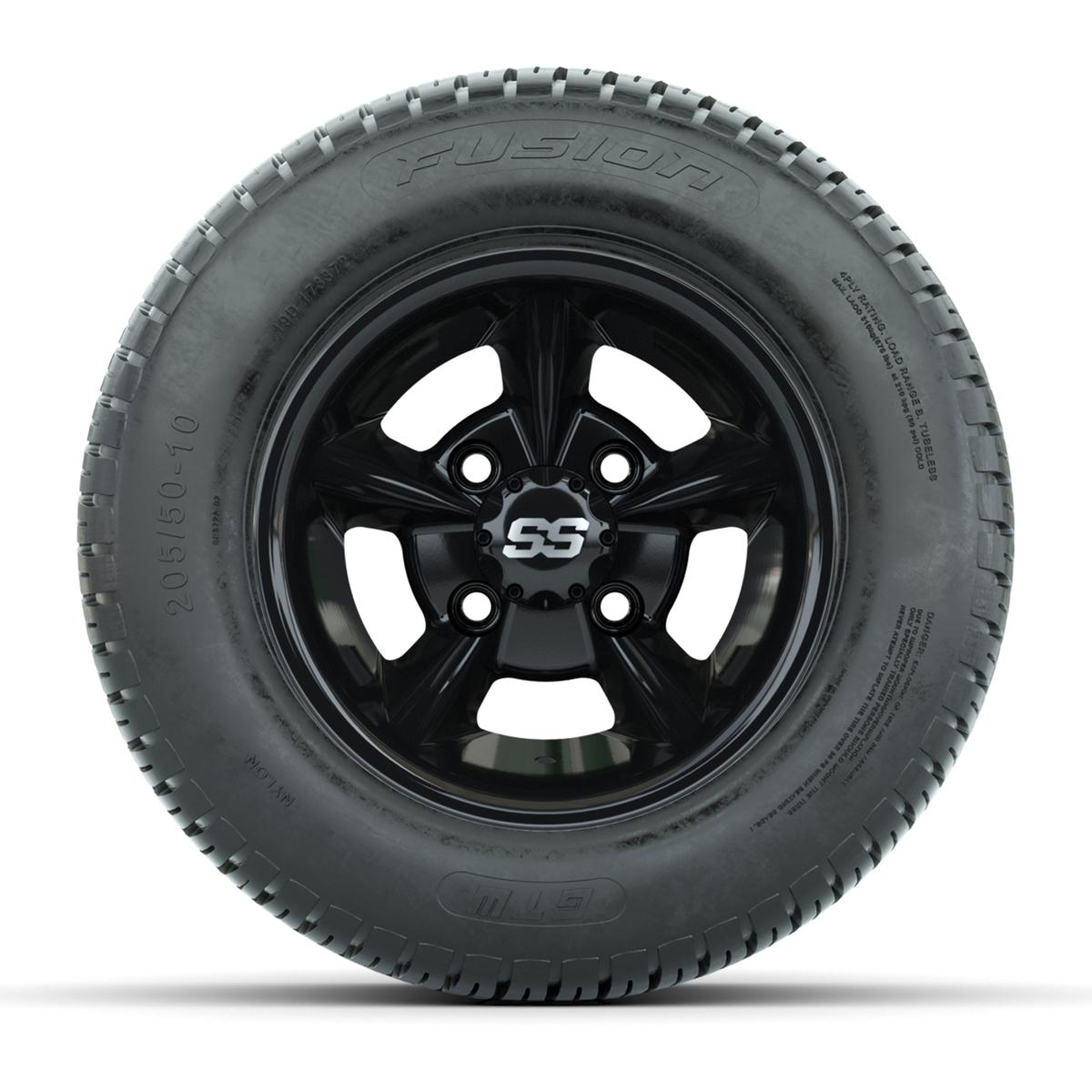 GTW Godfather Black 10 in Wheels with 205/50-10 Fusion Street Tires – Full Set