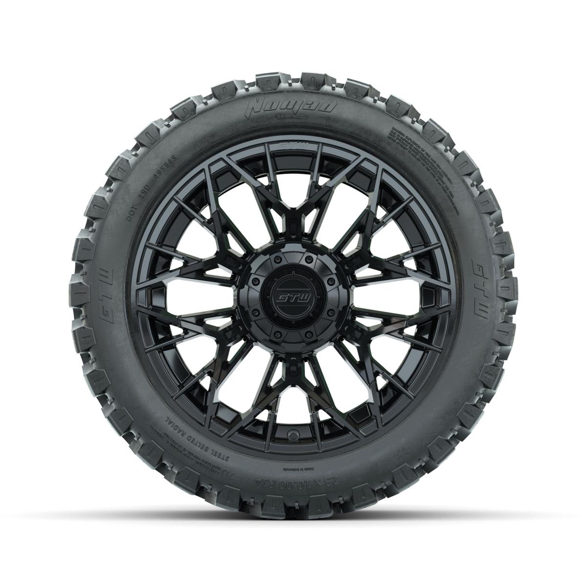 Set of (4) 14 in GTW® Stellar Black Wheels with 23x10-R14 Nomad All-Terrain Tires