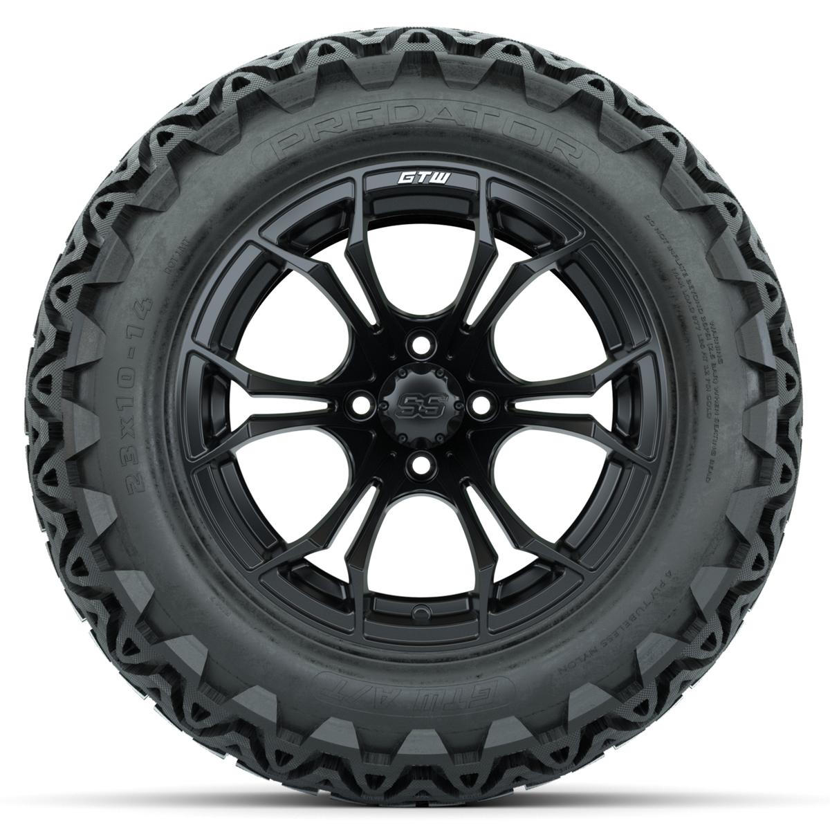 GTW Spyder Matte Black 14 in Wheels with 23x10-14 GTW Predator All-Terrain Tires – Full Set