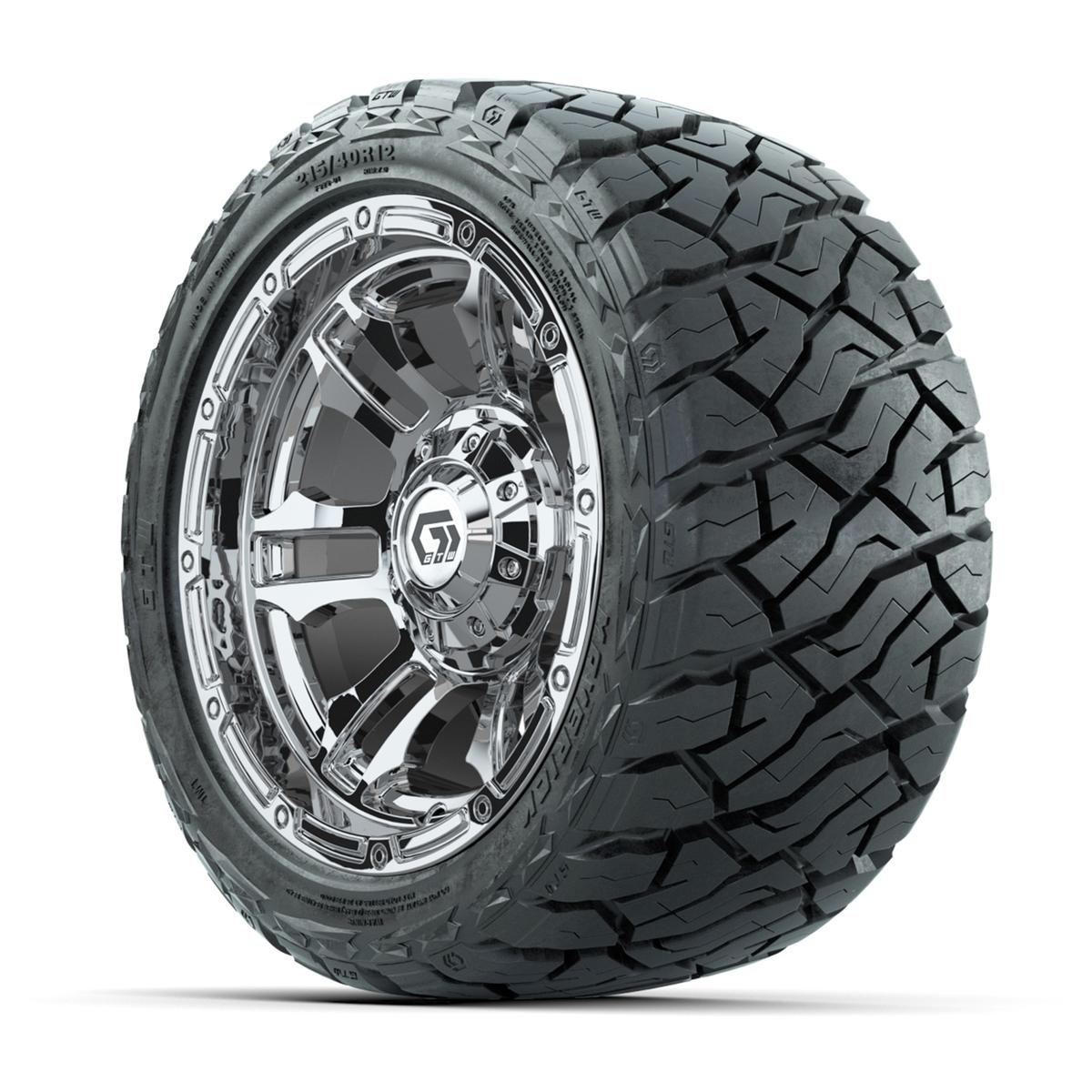 GTW Shogun Chrome 12 in Wheels with 215/40-R12 Maverick Low-Profile All-Terrain Tires – Full Set