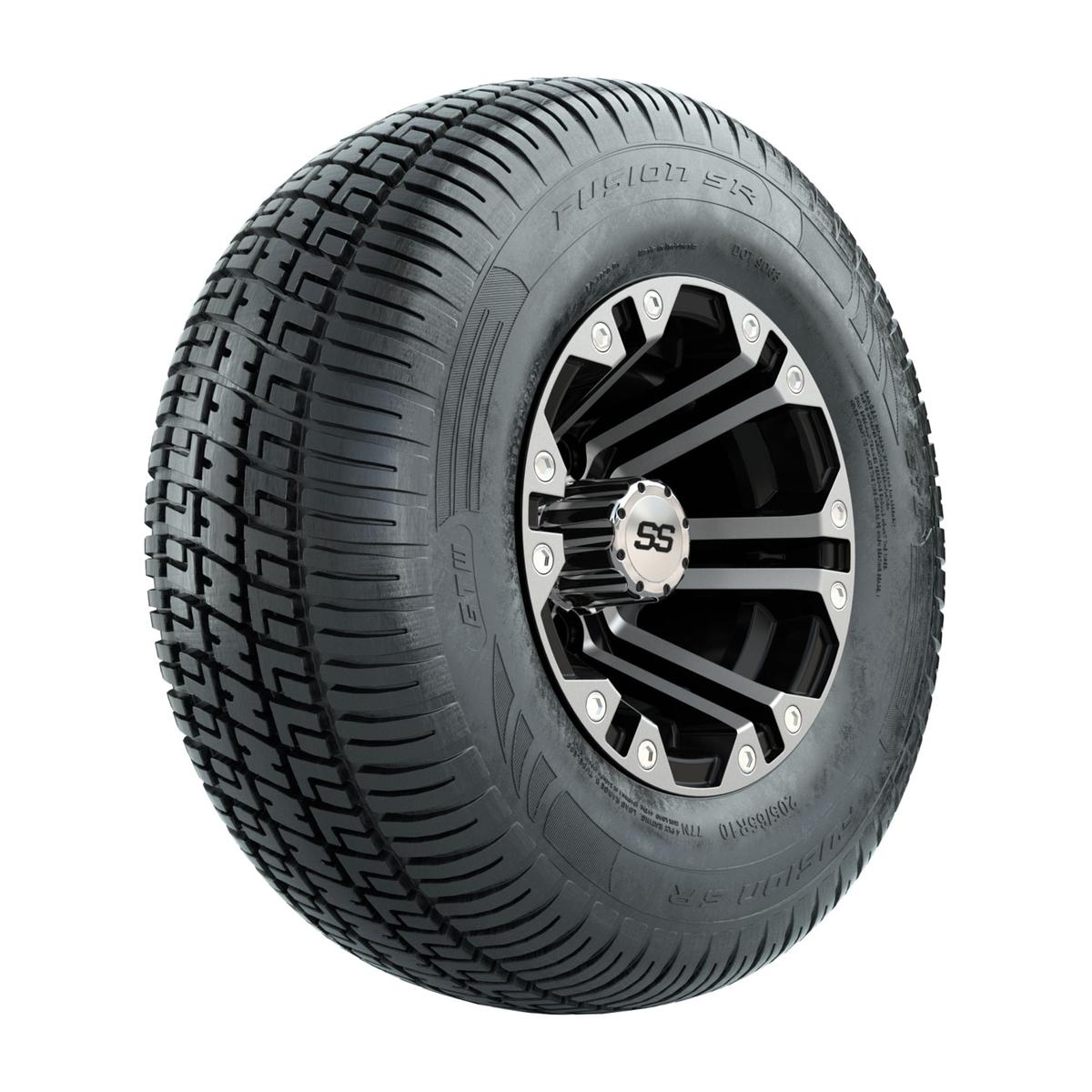 GTW Specter Black and Machined 10 in Wheels with 20in Fusion Street Tires - Set of 4