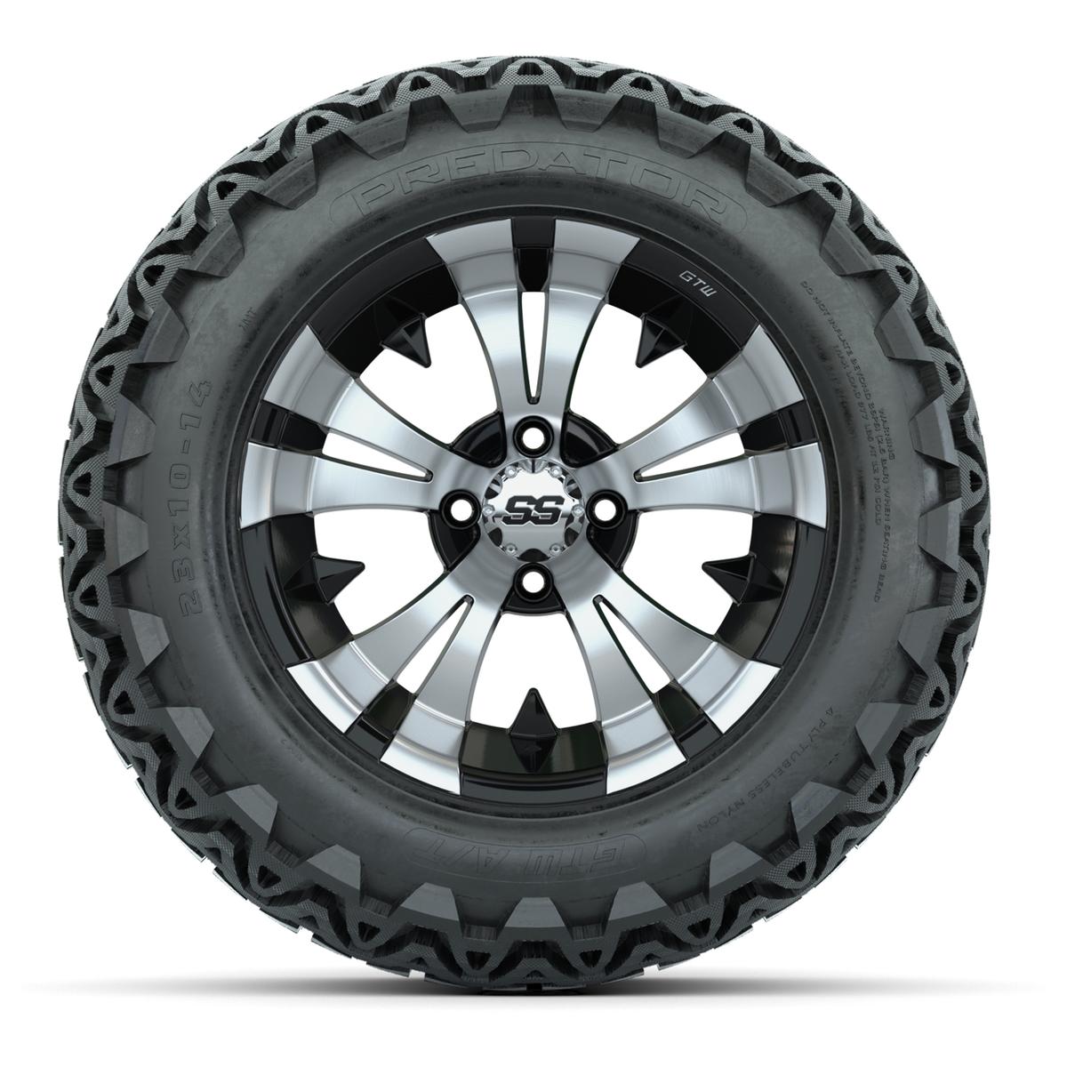 GTW Vampire Black and Machined Wheels with 23in Predator A-T Tires - 14 Inch