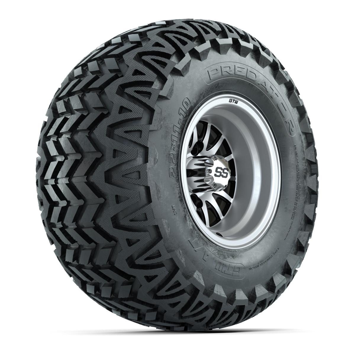 GTW Medusa Black and Machined Wheels with 22in Predator A-T Tires - 10 Inch