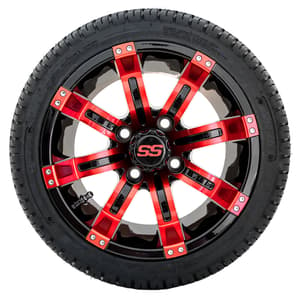 GTW Tempest Black and Red Wheels with 18in Fusion DOT Approved Street Tires - 12 Inch