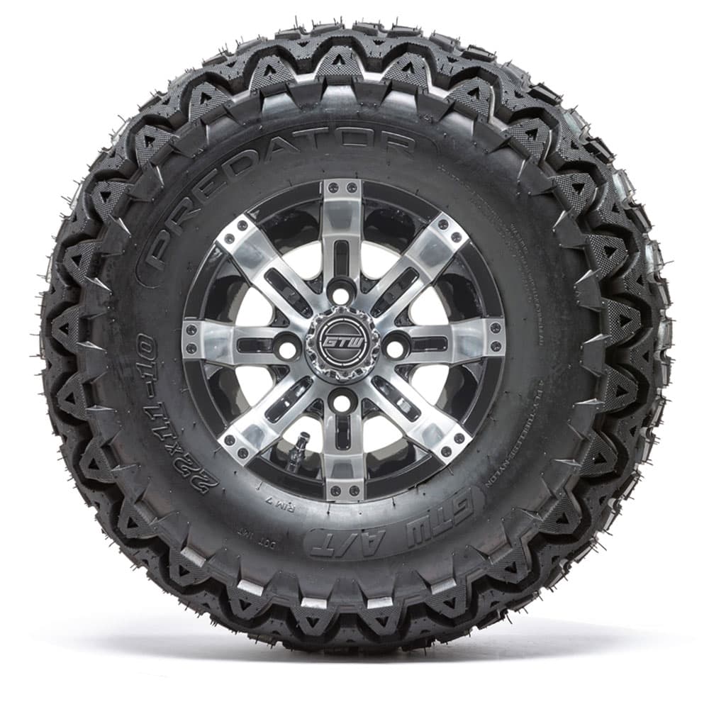 GTW Storm Trooper Black Wheels with 22in Predator A-T Tires - 10 Inch