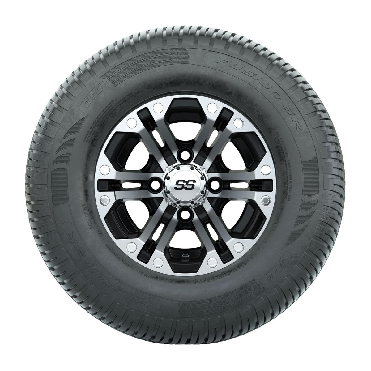 GTW Specter Black and Machined 10 in Wheels with 20in Fusion Street Tires - Set of 4