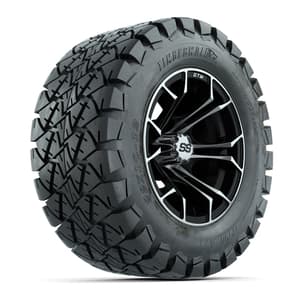 Set of 4 GTW 12in Spyder Black and Machined Wheels with 22in Timberwolf Mud Tires