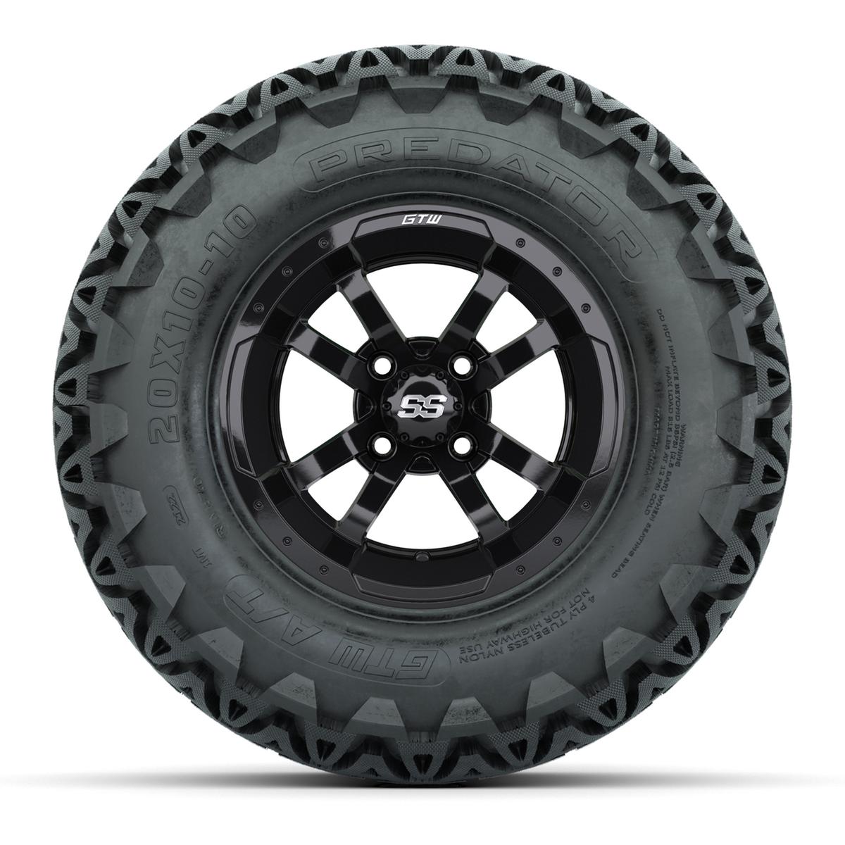GTW Storm Trooper Black Wheels with 20in Predator A-T Tires - 10 Inch