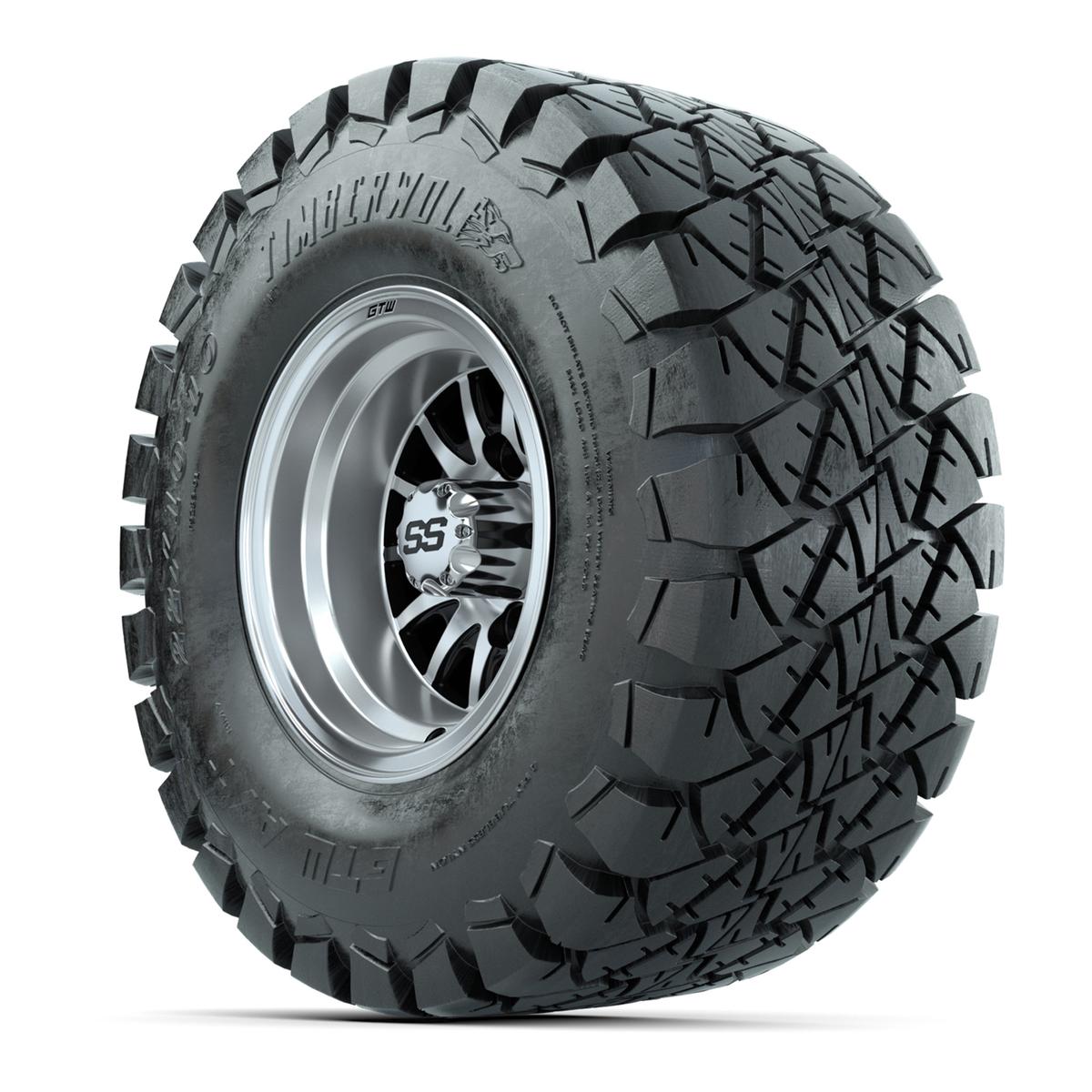 GTW Medusa Black and Machined Wheels with 22in Timberwolf Mud Tires - 10 Inch