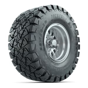 GTW Medusa Silver and Machined Wheels with 22in Timberwolf Mud Tires - 10 Inch