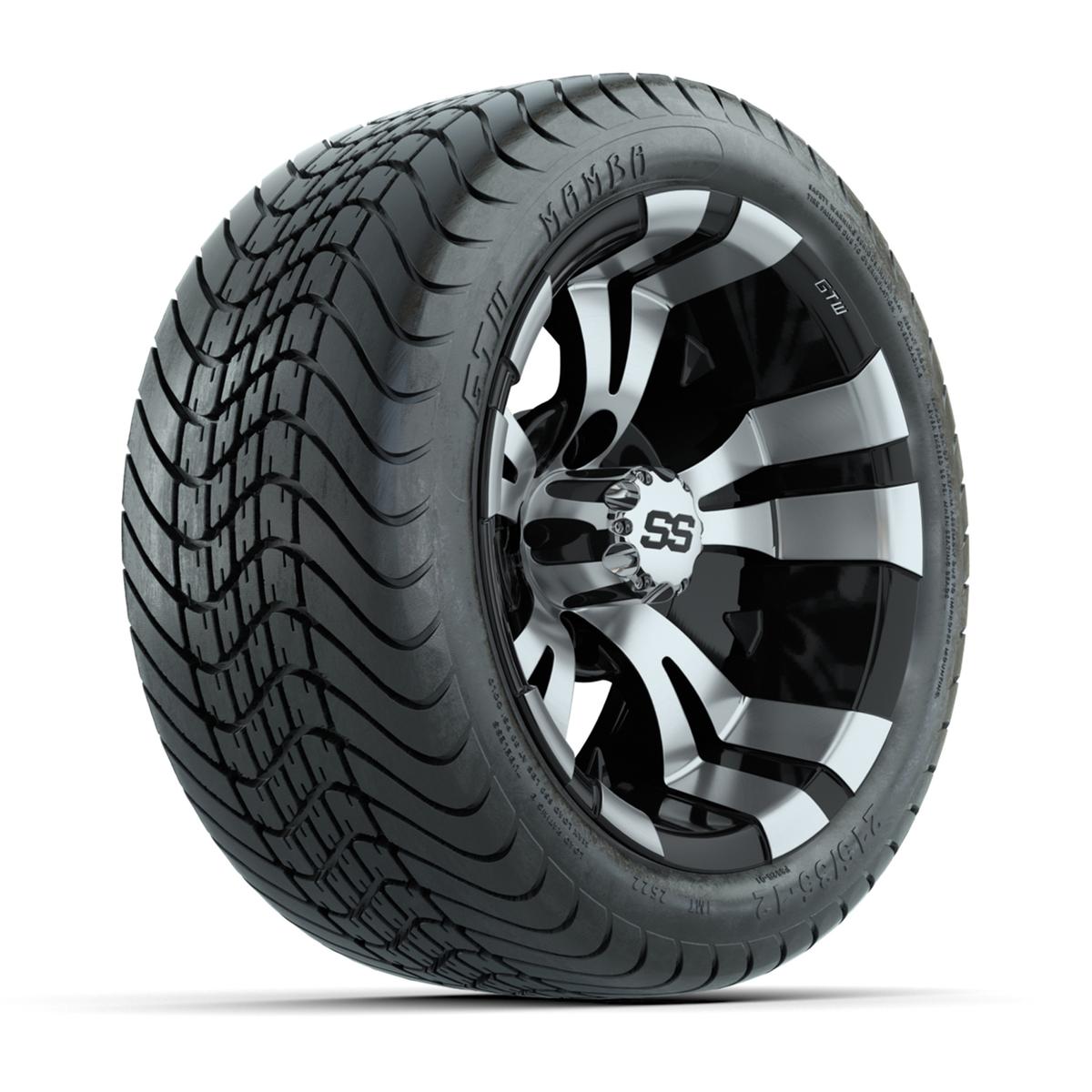 GTW Vampire Black and Machined 12 in Wheels with 18in Mamba Street Tires – Set of 4