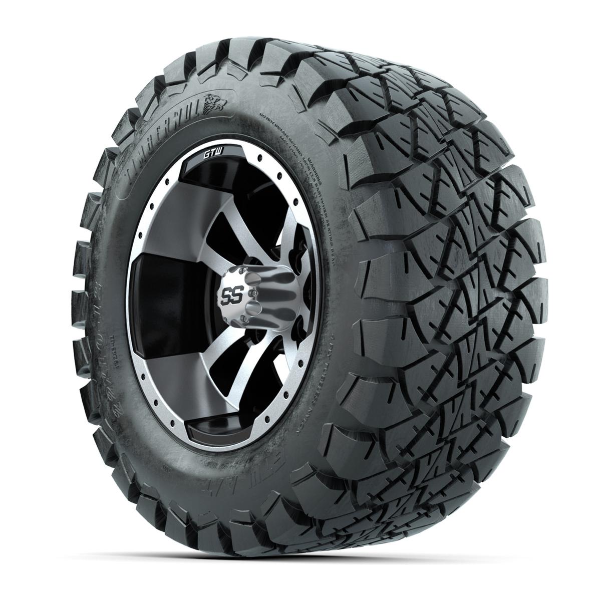 GTW Storm Trooper Black and Machined Wheels with 22in Timberwolf Mud Tires - 12 Inch