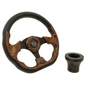 1994.5-Up EZGO - GTW Woodgrain Racer Steering Wheel with Black Adaptor