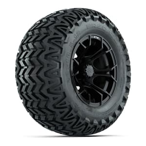 GTW Spyder Black and Machined 12 in Wheels with 23in Predator A/T Tires – Set of 4
