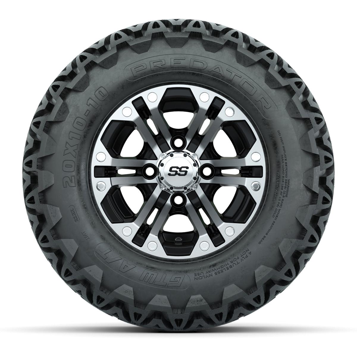 GTW Specter Black and Machined Wheels with 20in Predator A-T Tires - 10 Inch