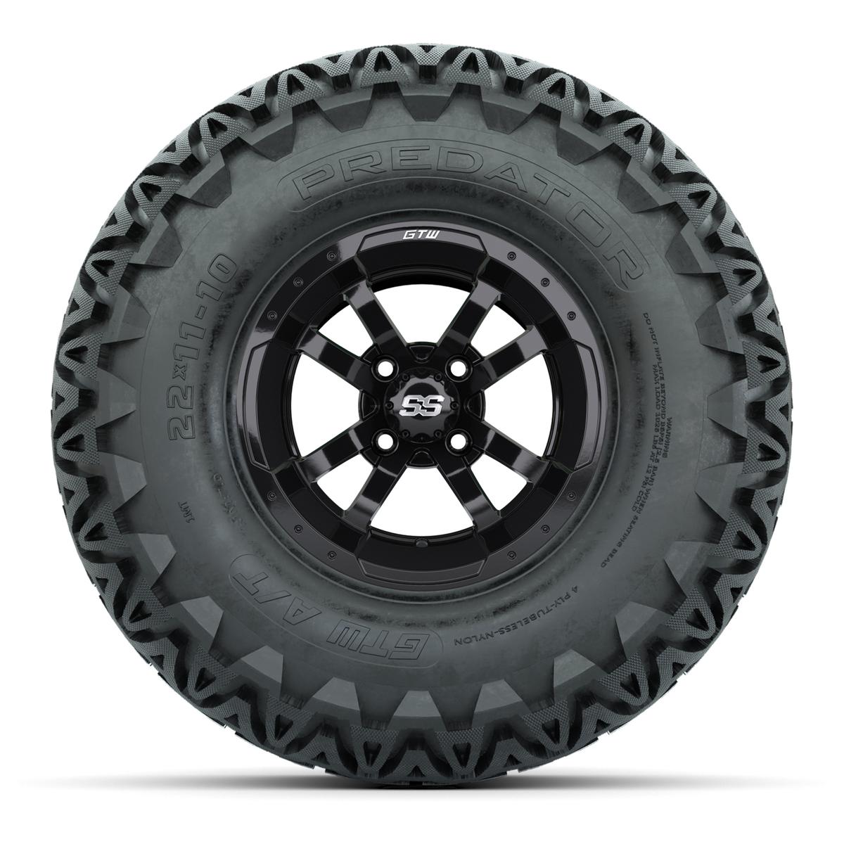 GTW Storm Trooper Black Wheels with 22in Predator A-T Tires - 10 Inch