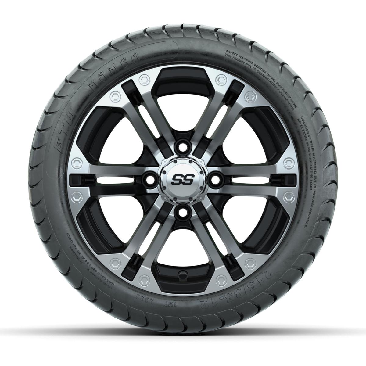 12” GTW Specter Black and Machined Wheels with 18” Mamba Street Tires – Set of 4