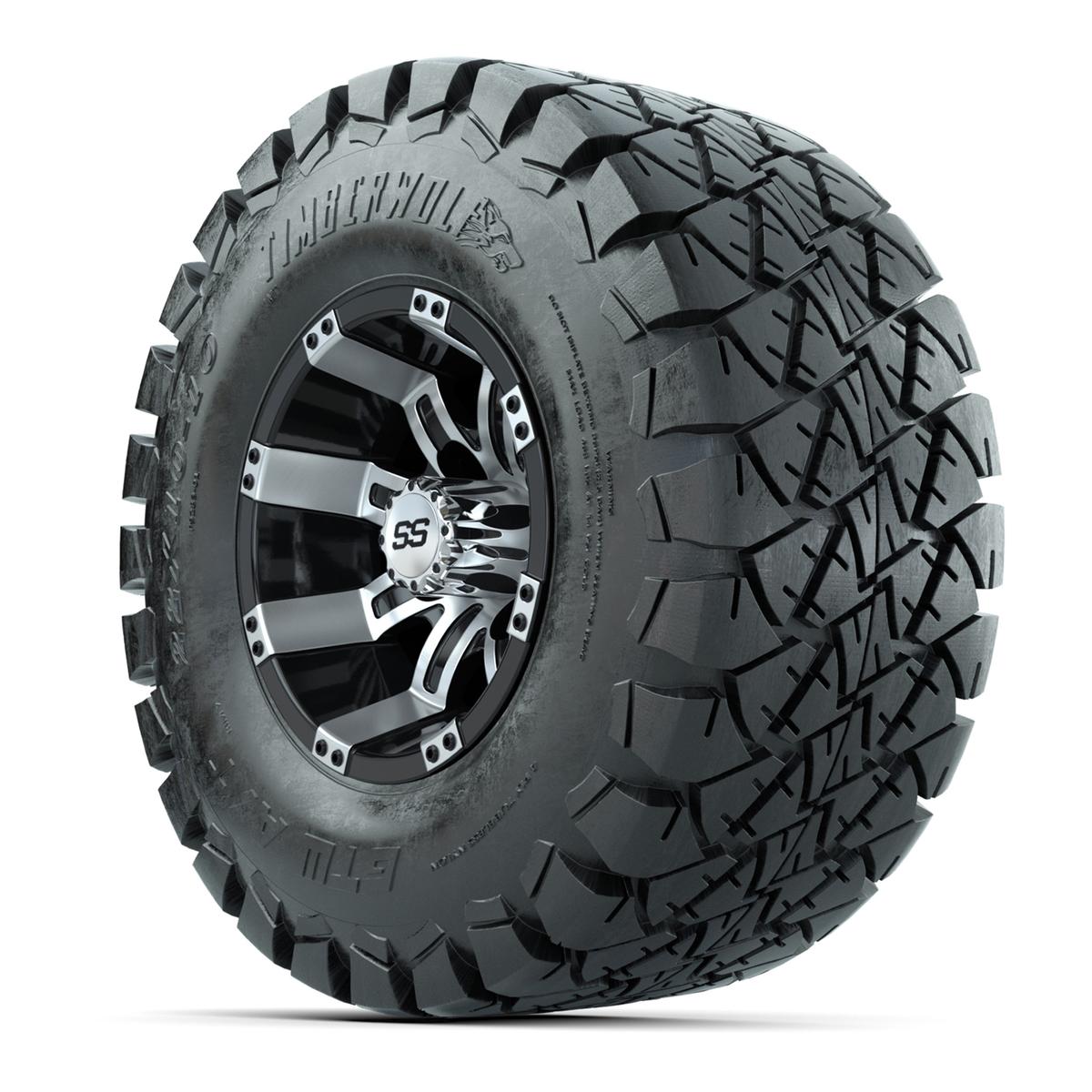 GTW Tempest Black and Machined Wheels with 22in Timberwolf Mud Tires - 10 Inch