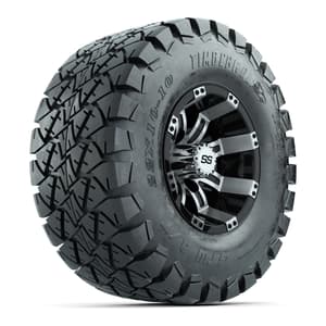 GTW Tempest Black and Machined Wheels with 22in Timberwolf Mud Tires - 10 Inch