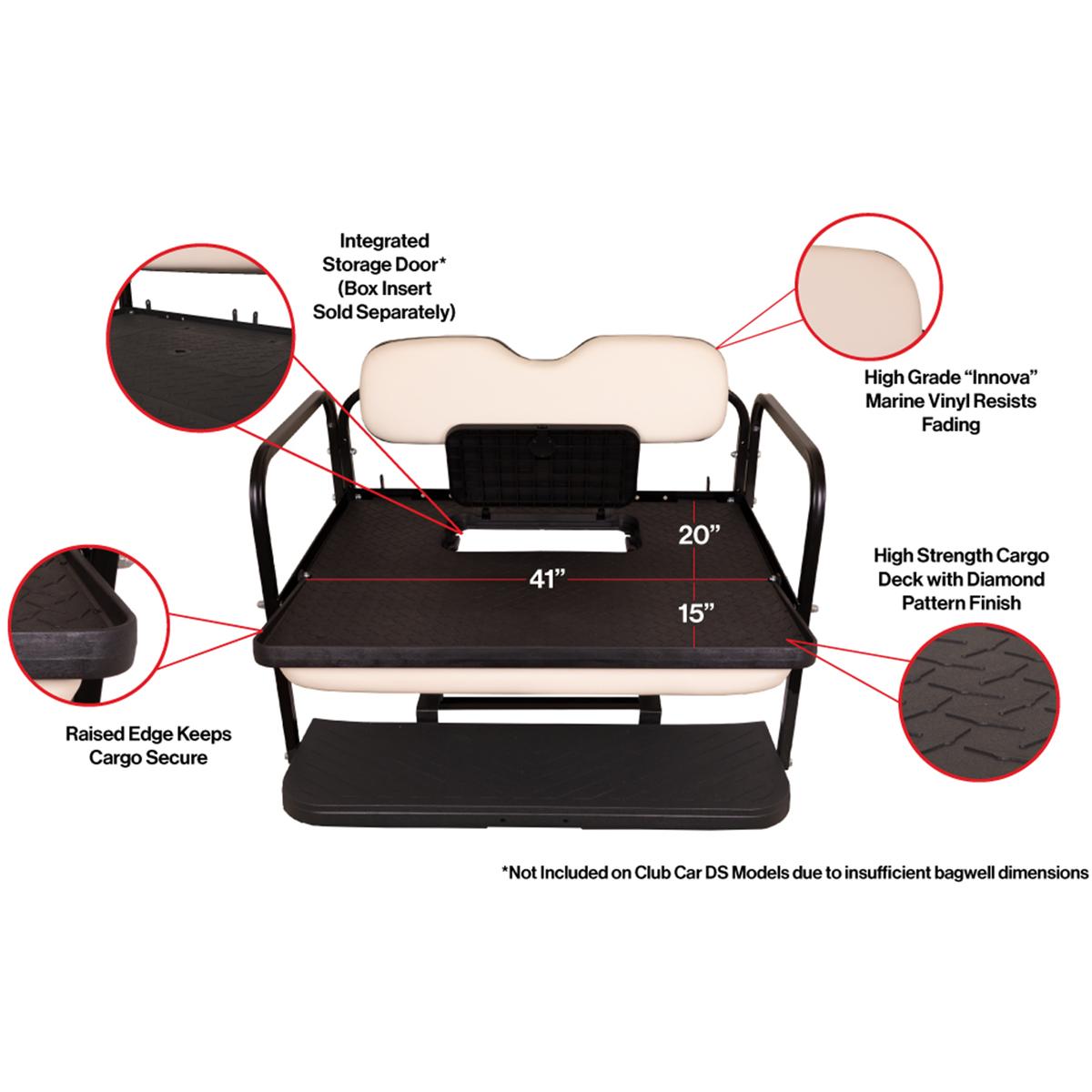 GTW&reg; MACH3 Rear Flip Seat Yamaha G-Series (Models G19-22) - Ivory