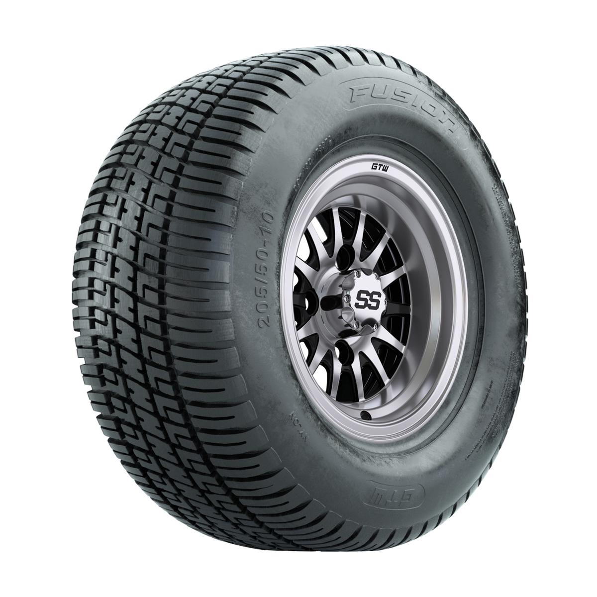 GTW Medusa Black and Machined Wheels with 18in Fusion DOT Approved Street Tires - 10 Inch