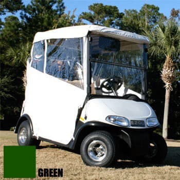 EZGO ST350 - Red Dot 3-Sided Green Straight Back Over-The-Top Soft Enclosure