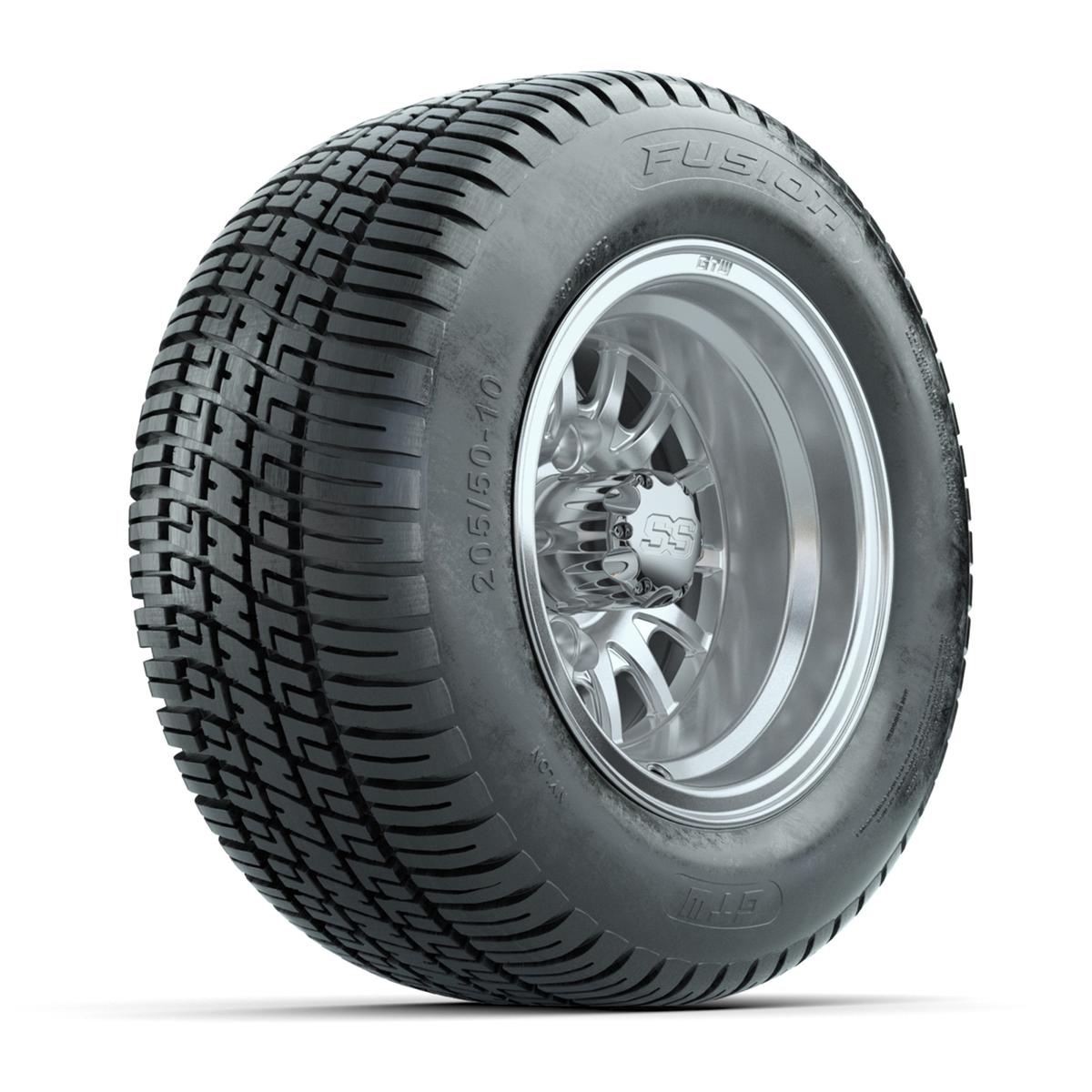 Set of 4 GTW Medusa Silver and Machined Wheels with Fusion Street Tires - 10 Inch