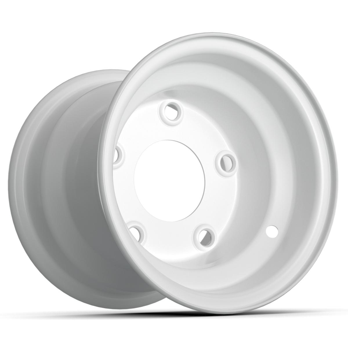 8x3.75 White Steel Wheel (Centered - 5 Hole)