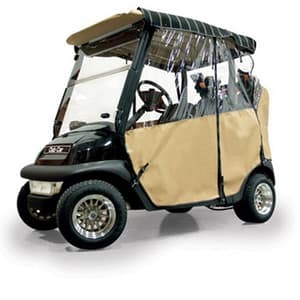 Club Car Precedent- Red Dot 3-Sided Wheat Copper and Black Awning Stripe Over-The-Top Soft Enclosure