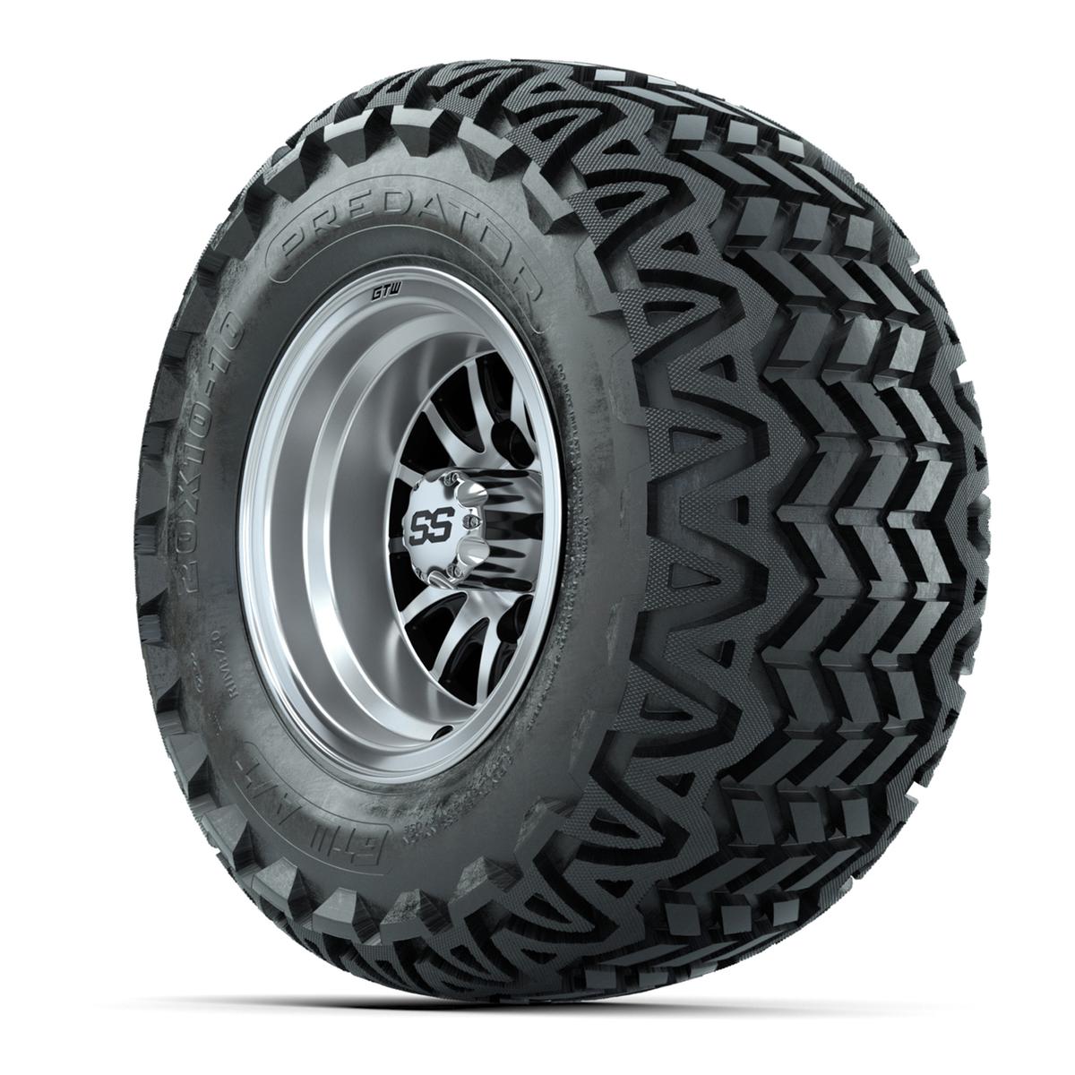 GTW Medusa Black and Machined Wheels with 20in Predator A-T Tires - 10 Inch
