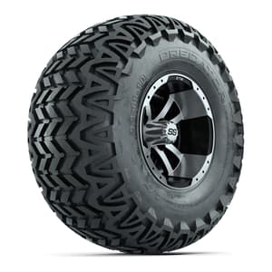 Set of 4 GTW 10in Storm Trooper Black and Machined Wheels with 22in Predator A-T Tires