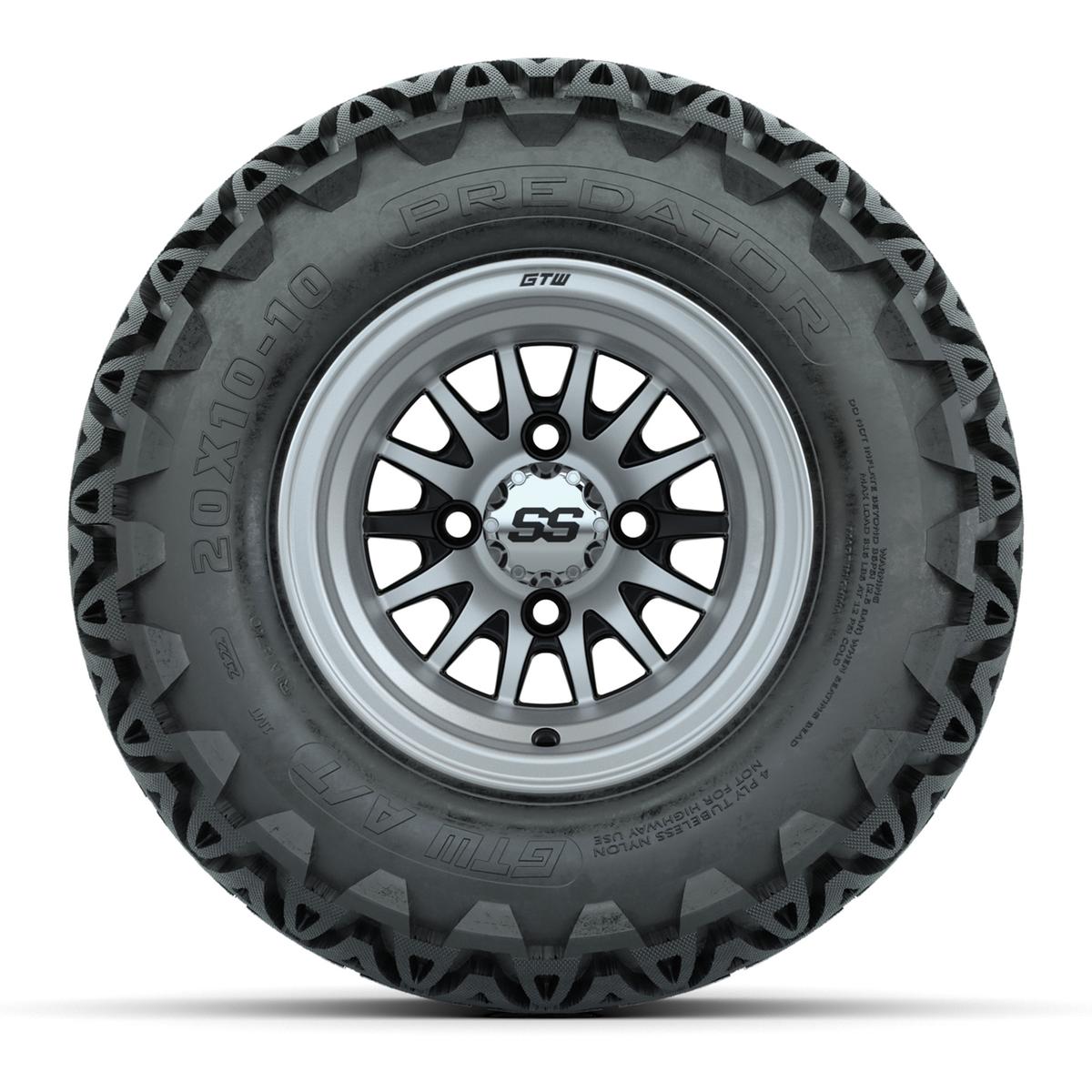 GTW Medusa Black and Machined Wheels with 20in Predator A-T Tires - 10 Inch