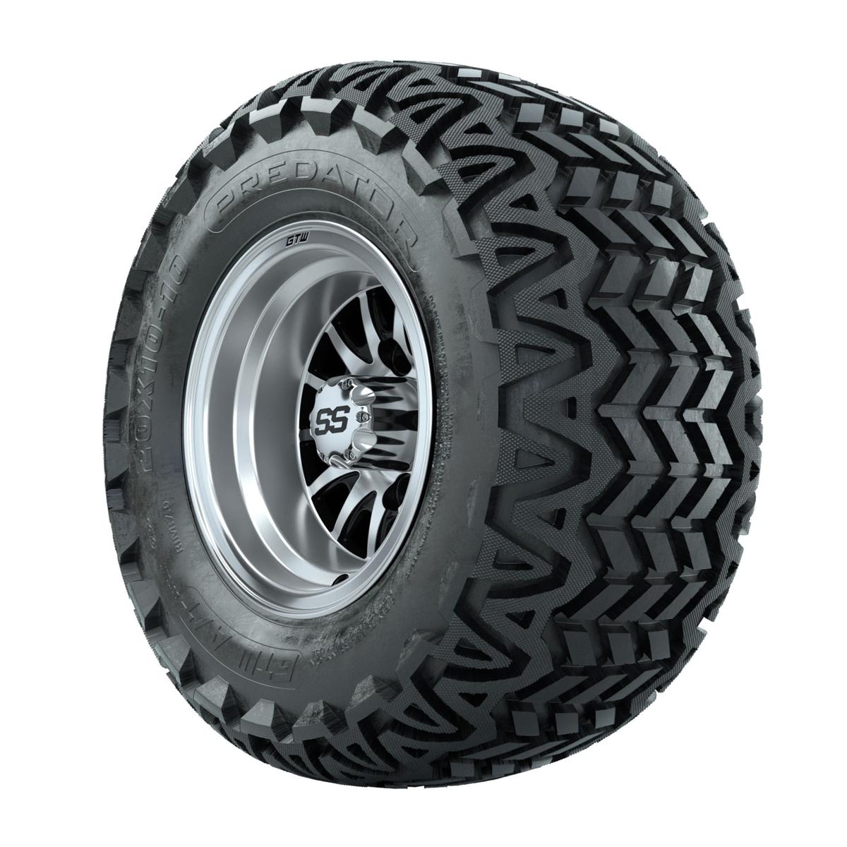 GTW Medusa Black and Machined Wheels with 20in Predator A-T Tires - 10 Inch