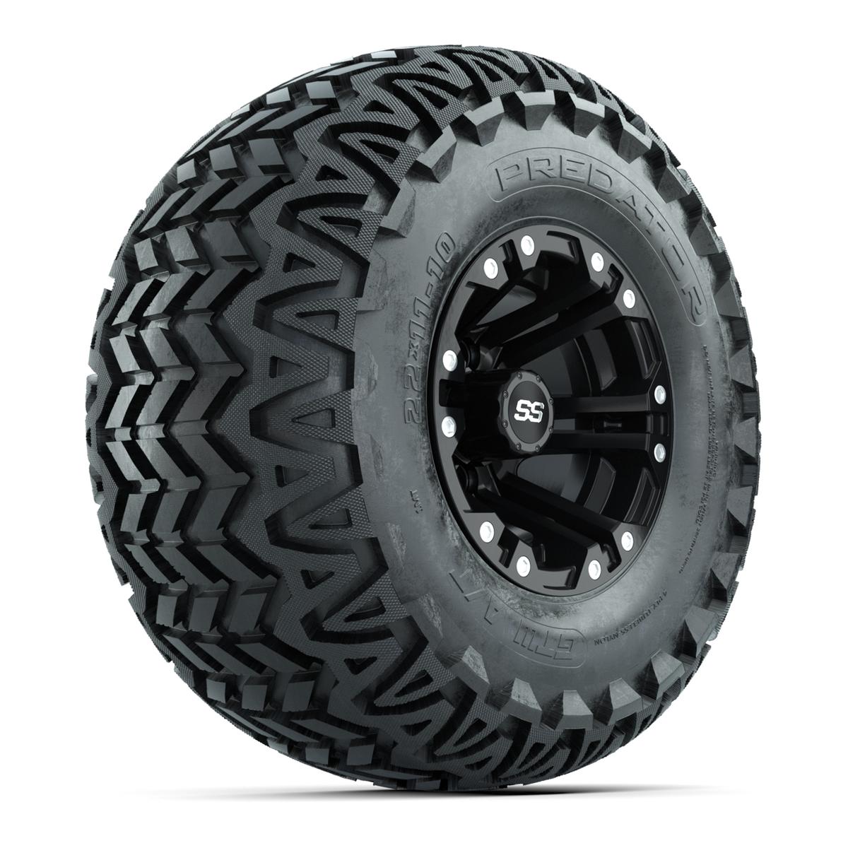 Set of 4 GTW Specter Matte Black Wheels with Predator A-T Tires - 10 Inch