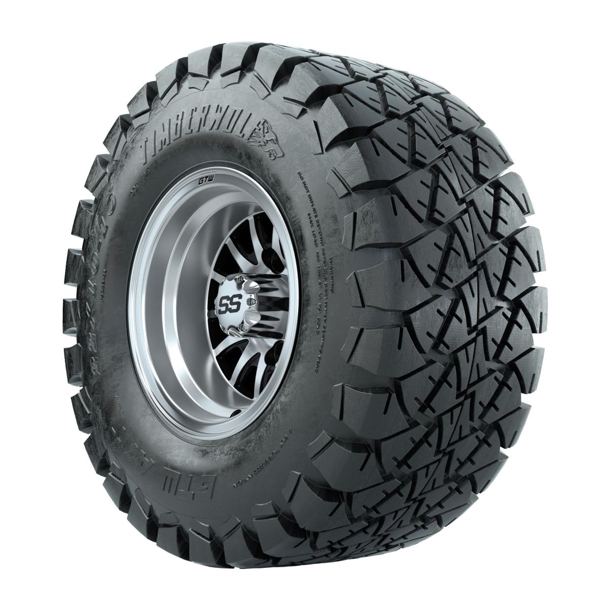GTW Medusa Black and Machined Wheels with 22in Timberwolf Mud Tires - 10 Inch