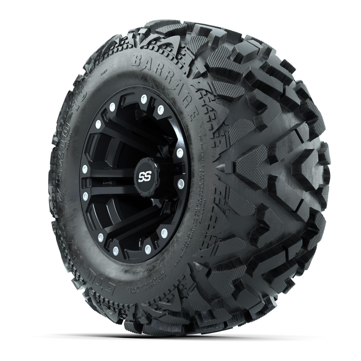 Set of (4) GTW&reg; 10 inch Specter Matte Black Wheels on Barrage Mud Tires