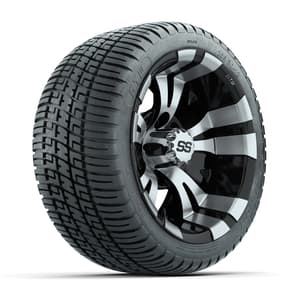 GTW Vampire Black and Machined 12 in Wheels with 18in Fusion Street Tires – Set of 4