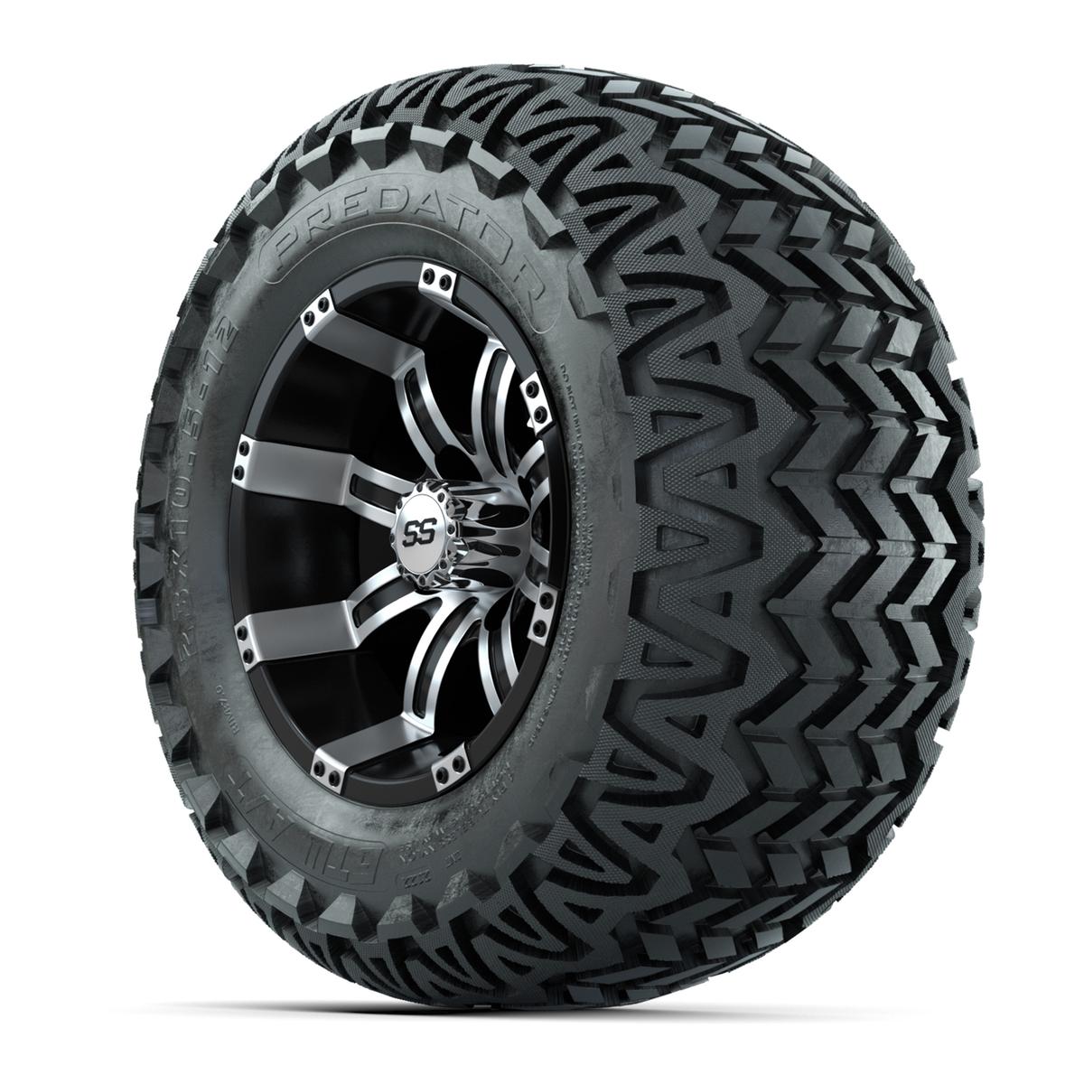 GTW Tempest Black and Machined Wheels with 23in Predator A-T Tires - 12 Inch