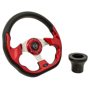 2004-Up Club Car Precedent - GTW Red Racer Steering Wheel with Black Adaptor