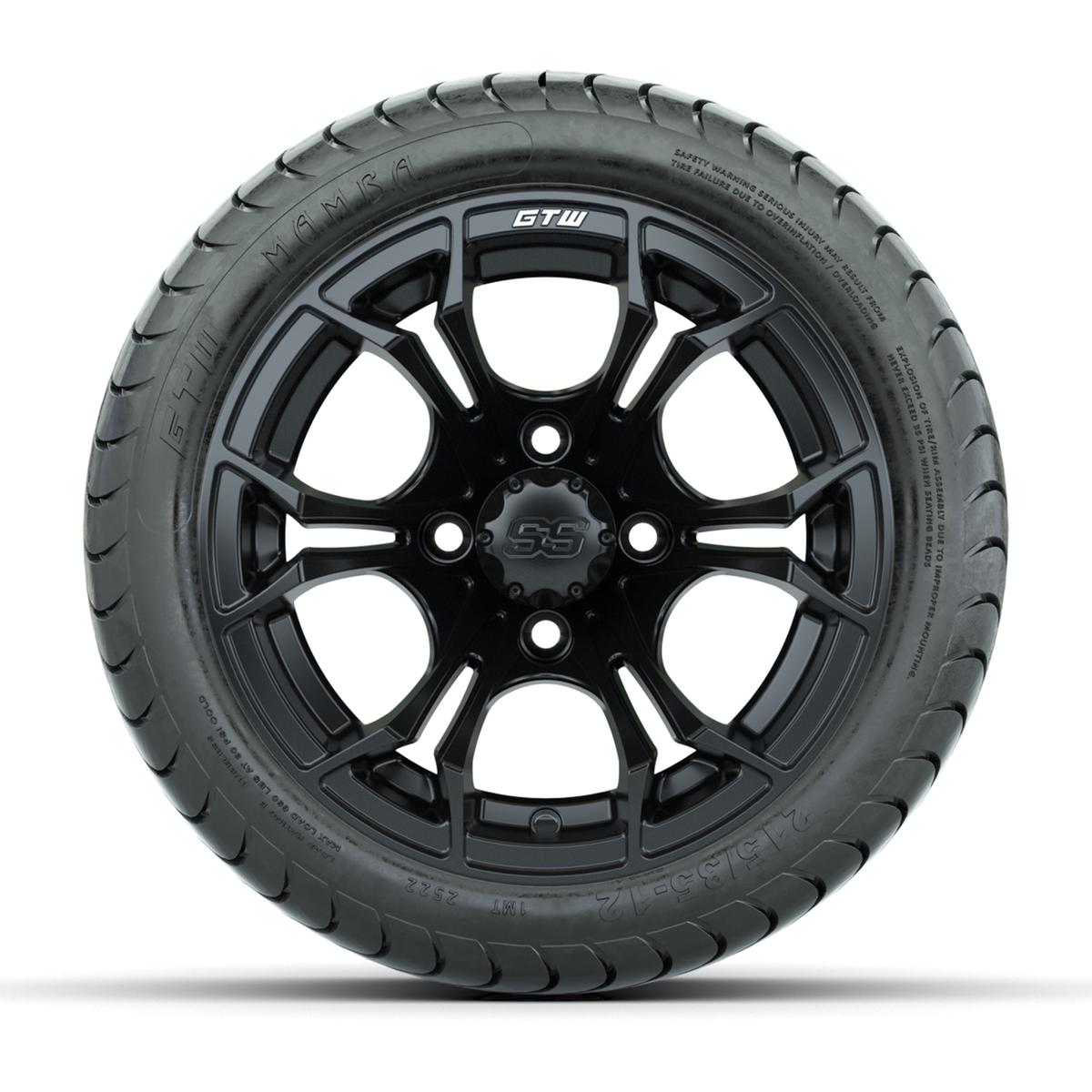 GTW Spyder Matte Black 12 in Wheels with 18in Mamba Street Tires – Set of 4