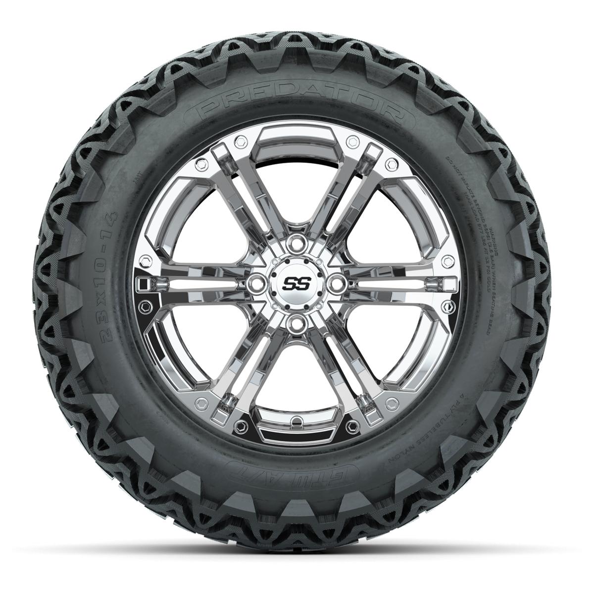 GTW Specter Chrome Wheels with 23in Predator A-T Tires - 14 Inch