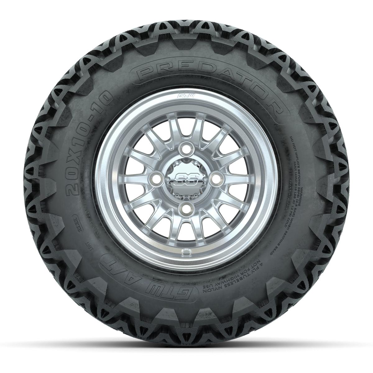 GTW Medusa Silver and Machined Wheels with 20in Predator A-T Tires - 10 Inch