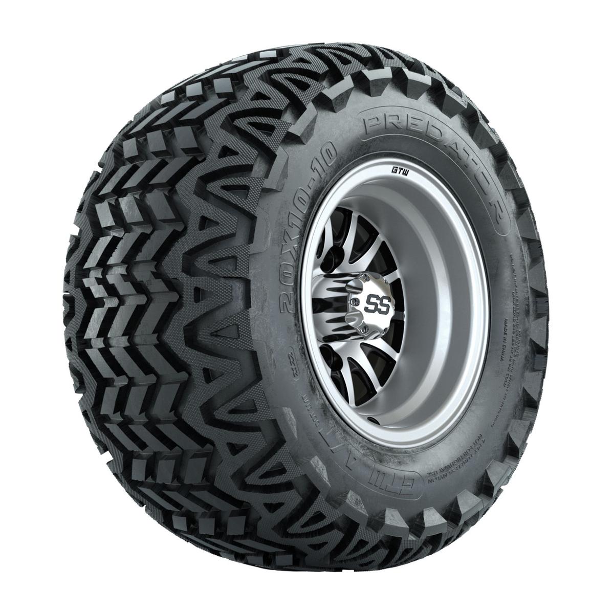 GTW Medusa Black and Machined Wheels with 20in Predator A-T Tires - 10 Inch